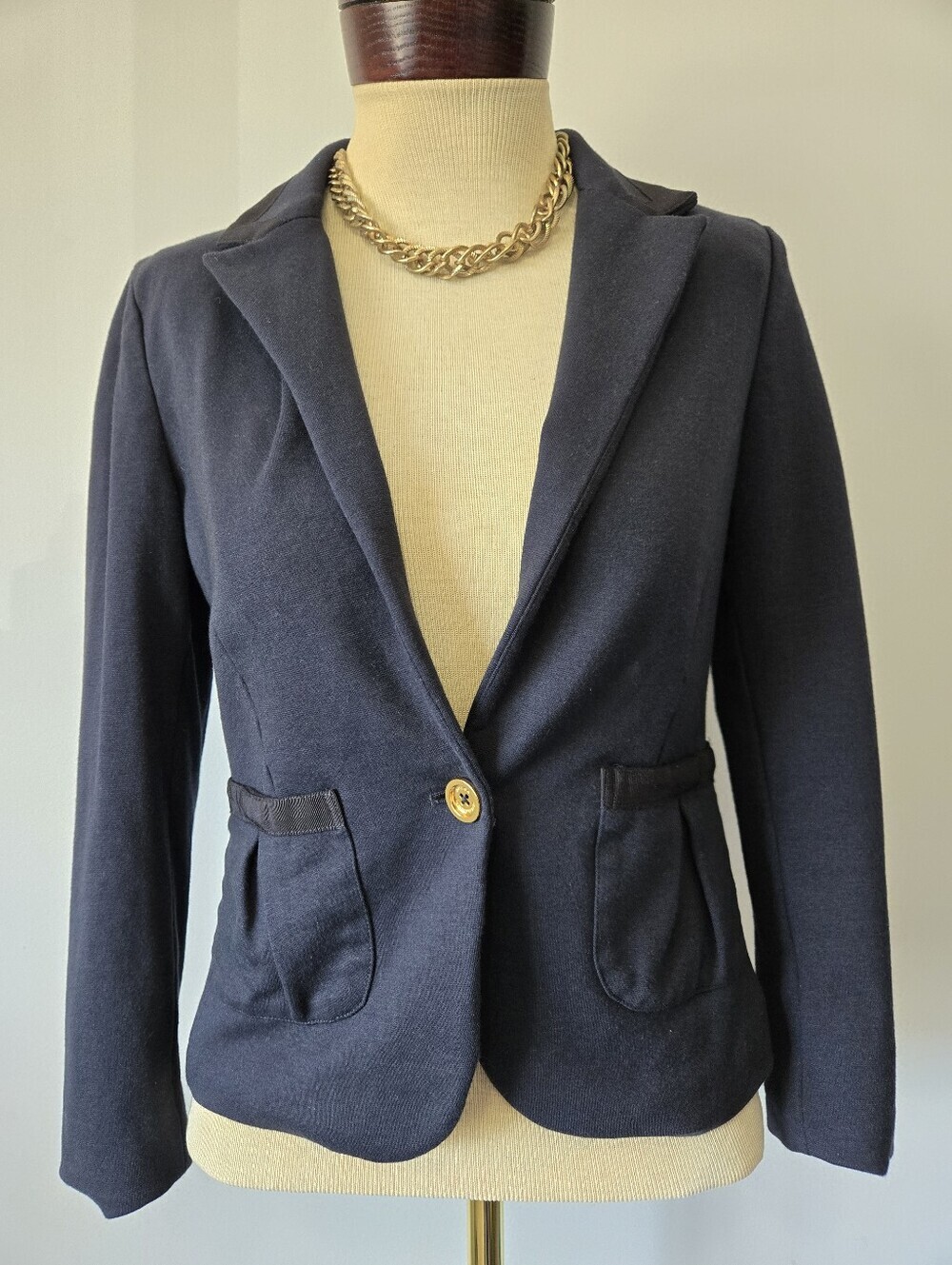 JUICY COUTURE Navy cotton Single-Button Blazer. Size Small